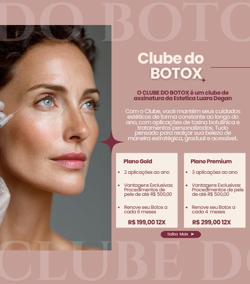 Arte do Clube do Botox: planos Gold e Premium