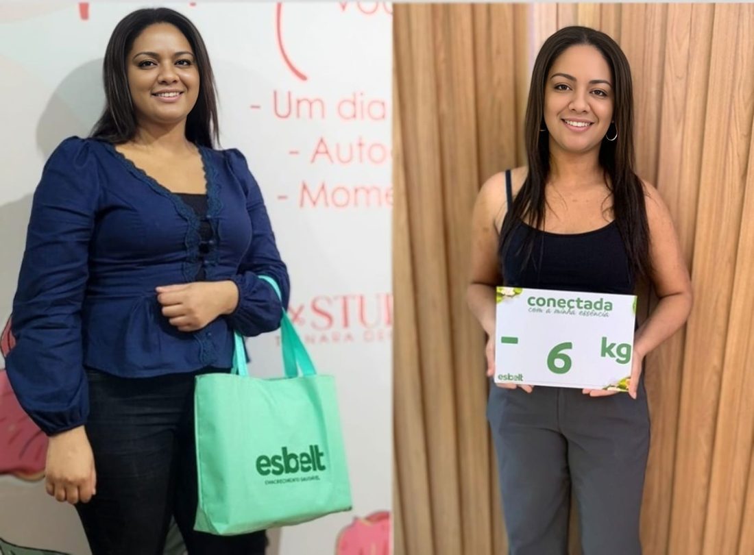 Antes e depois de cliente com menos 6 kg