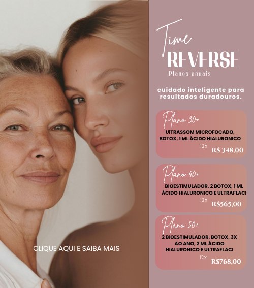 Arte do Time Reverse: planos anuais 30+, 40+ e 50+